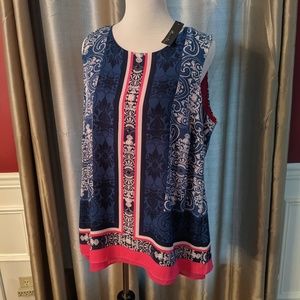 Rose & Olive Silky Loose Layered Tank 1X